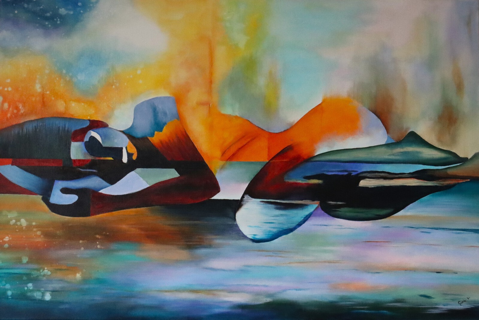 Abstracte liggende vrouwen figuur