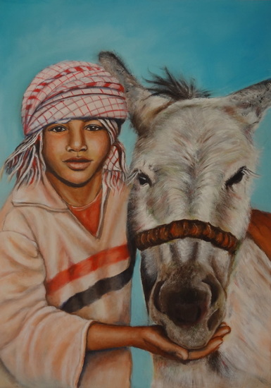 Egyptische jongen met ezel