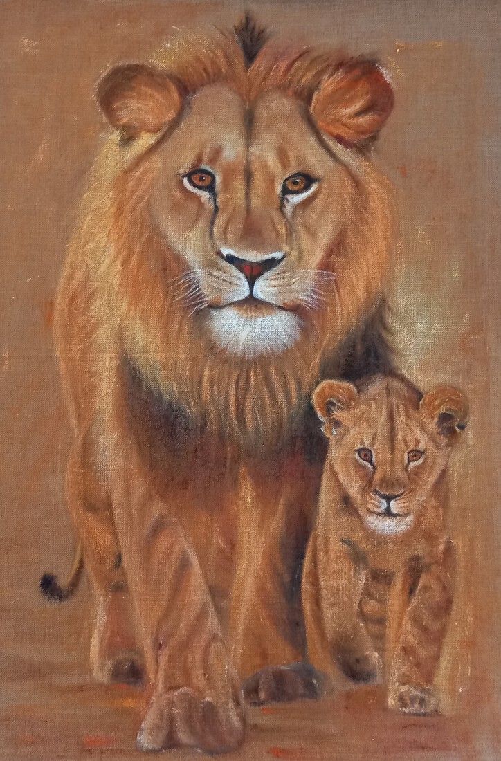 Schilderwandkleed nr. 4 Leeuw en welp