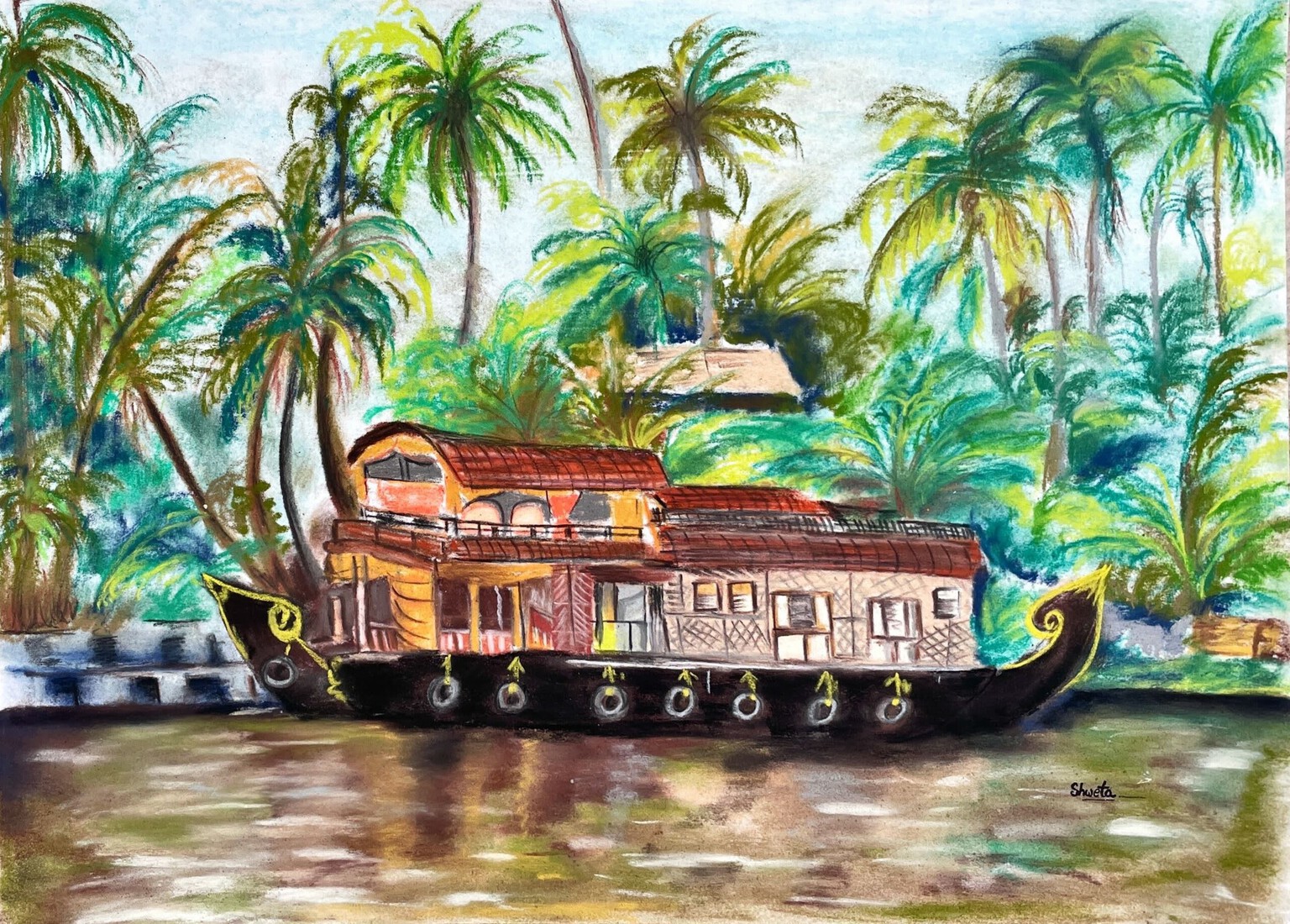 Woonboot in Indiaas binnenwater