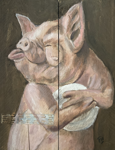 Schilderwerken op steigerhouten panelen