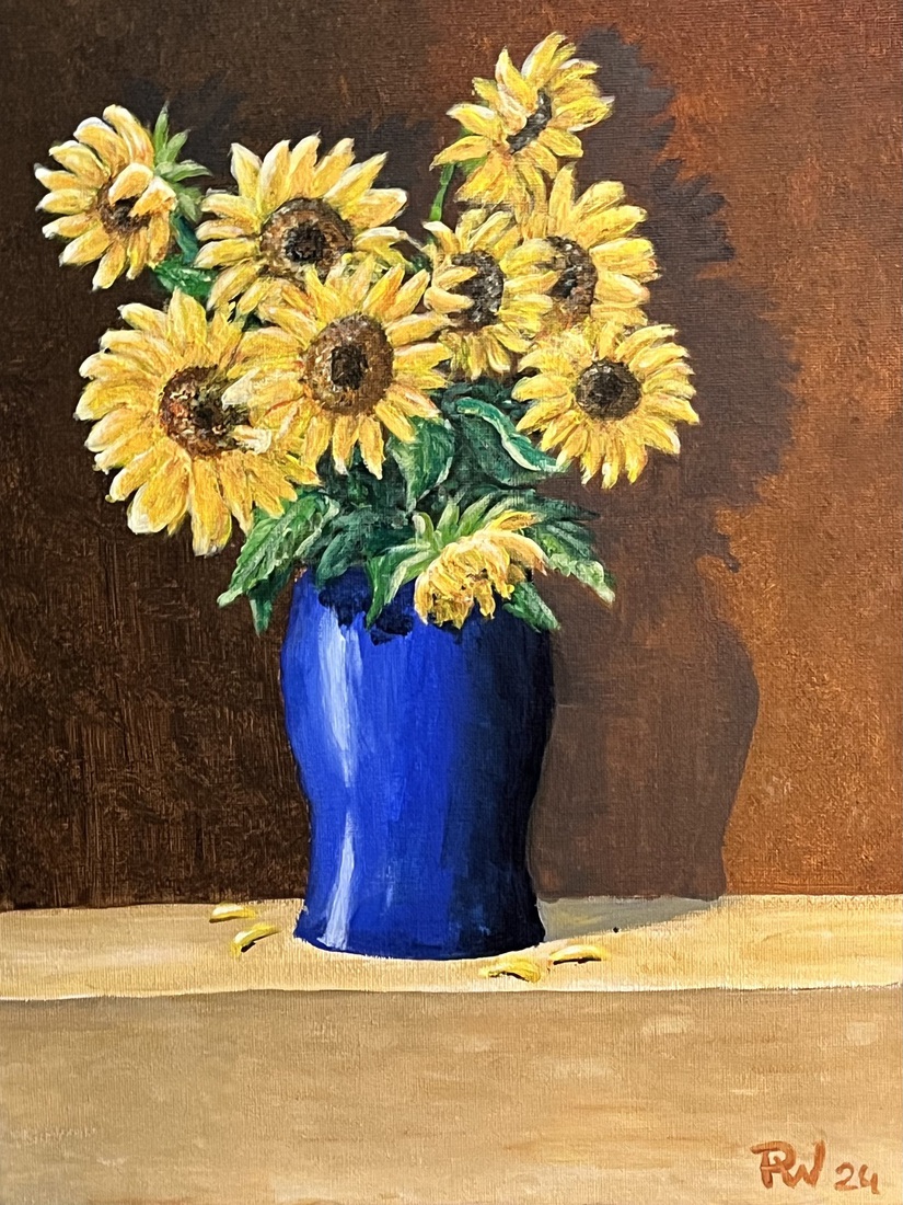 Vaas met zonnebloemen