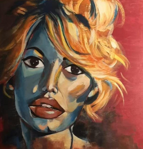 Portretten geschilderd met acrylverf op stof of doek.