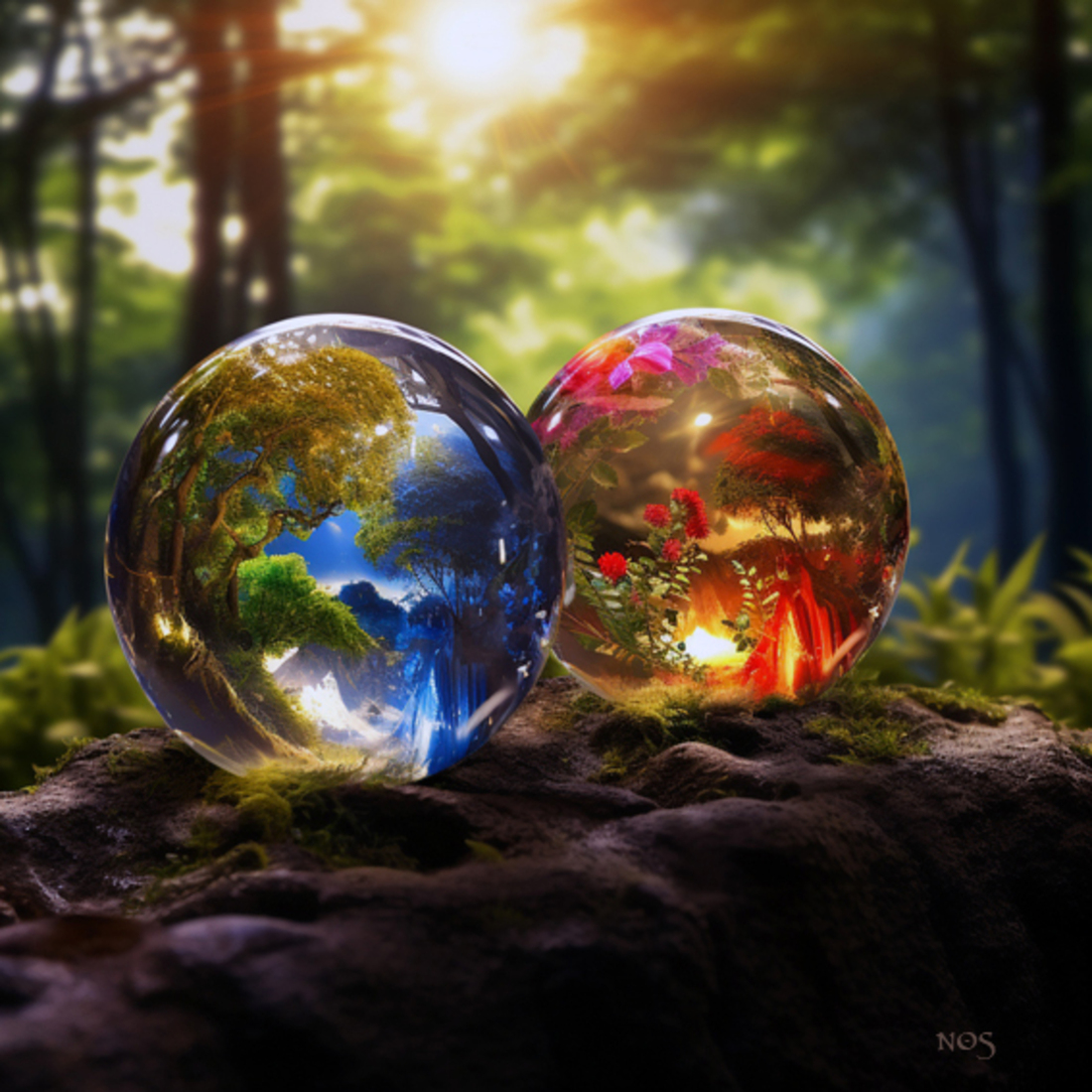 2 balls with flowers