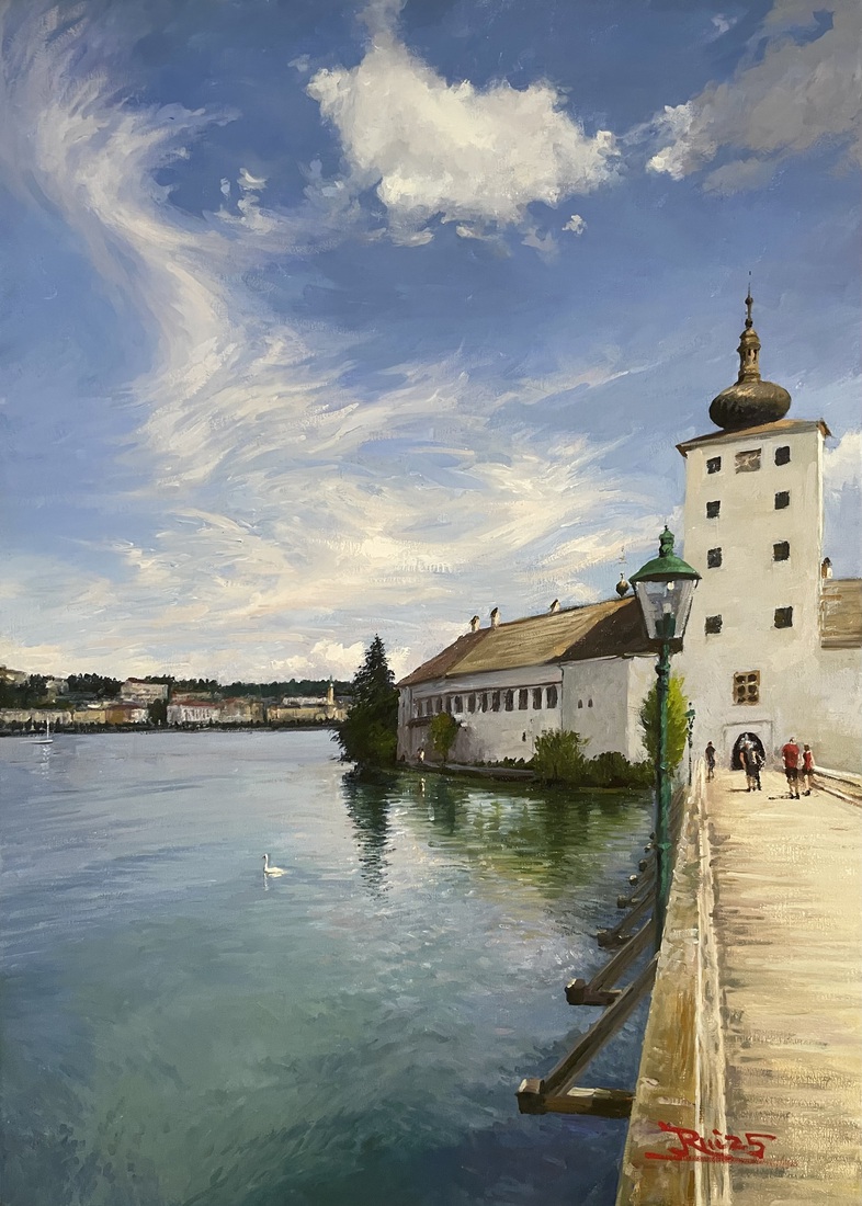 Schloss Ort op Traunsee (Oostenrijk)