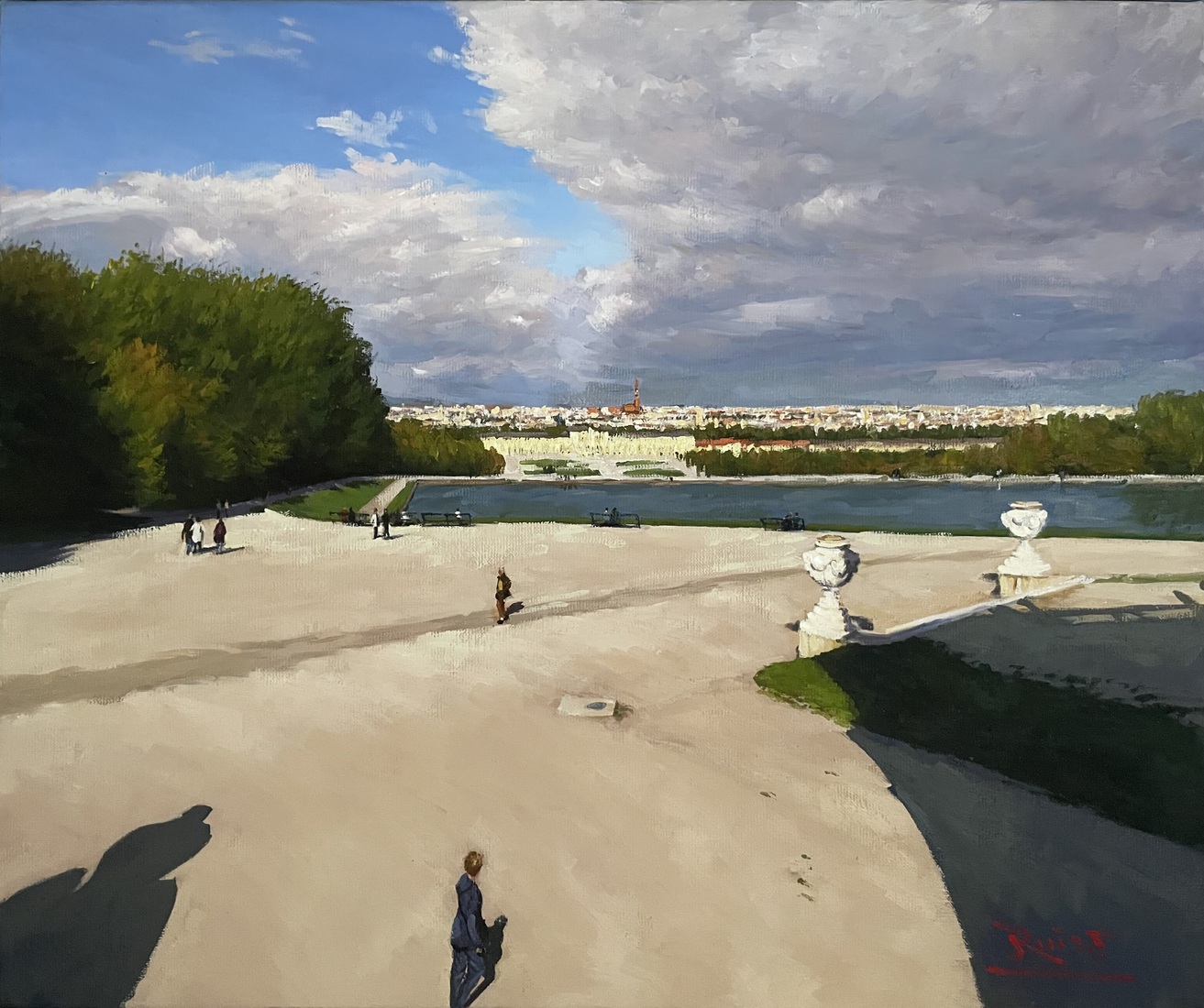 De skyline van Wenen na regen vanuit Schloss Schönbrunn