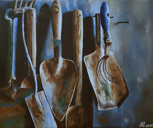 Stillevens in acrylverf en olieverf