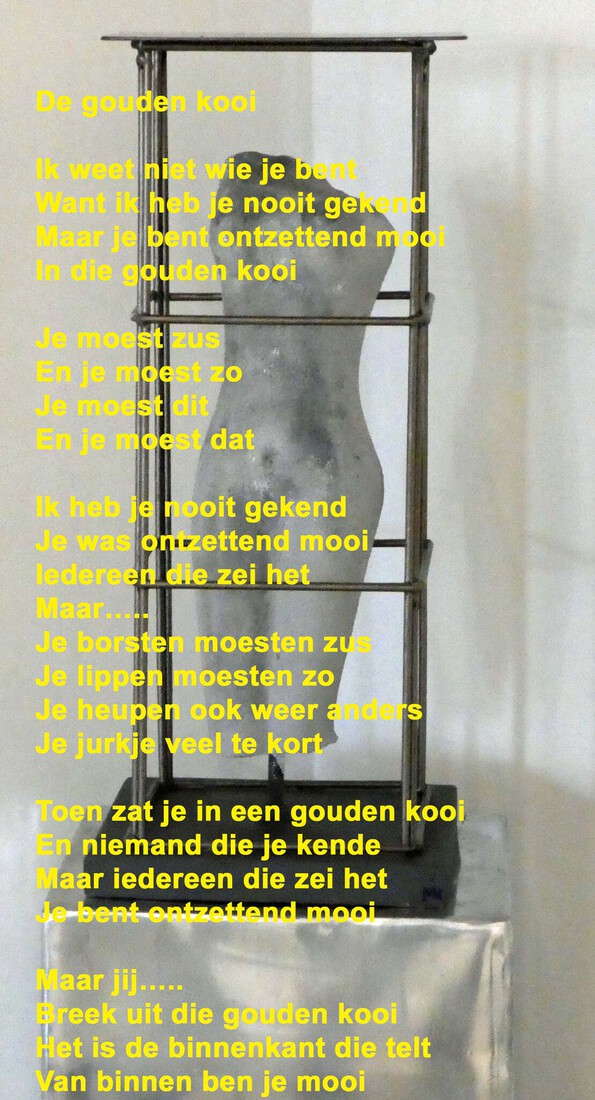 De gouden kooi met gedicht