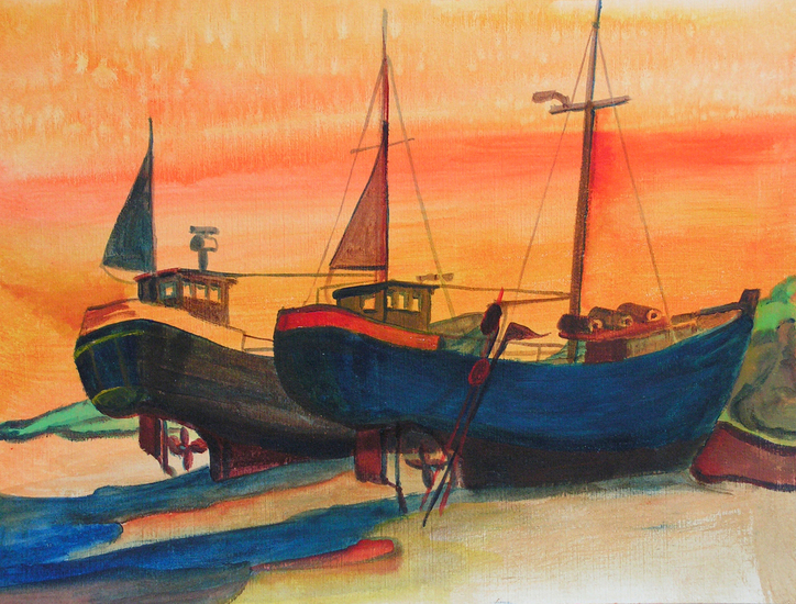 deense vissers op het strand