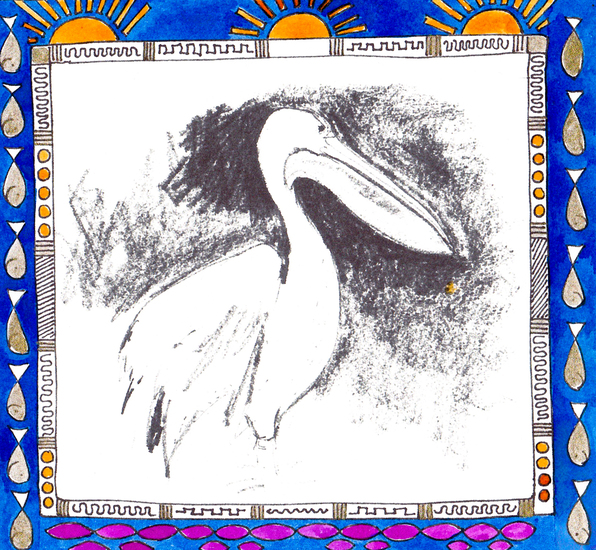 pelikaan met kleur versiering