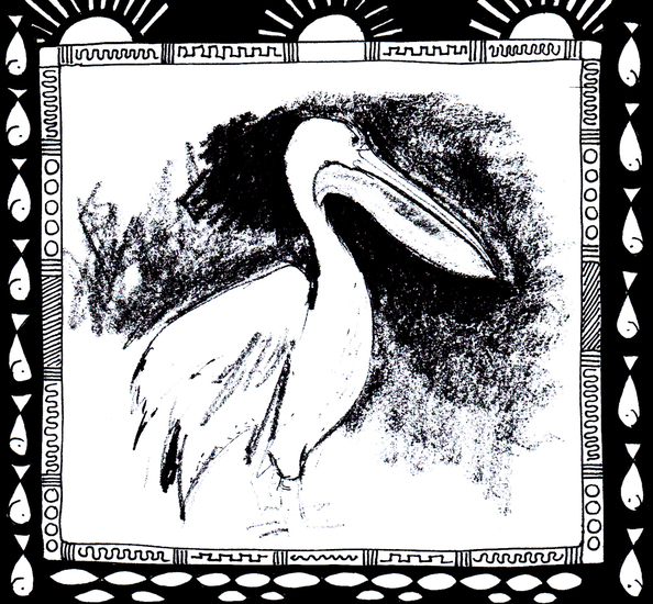 pelikaan met versiering