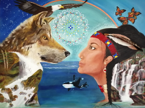 Geinspireerd door mijn reizen en contacten in Noord Amerika heb ik mij verdiept in de cultuur van Native Americans, met symbolieken die voor zichzelf spreken. Ieder werk heeft haar eigen verhaal. 