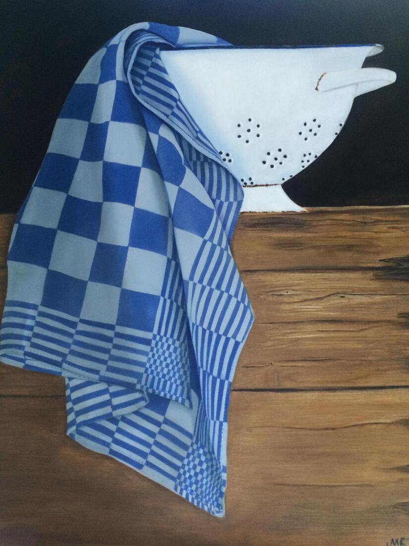 Blauwe keukendoek 