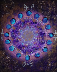 Het uitgangspunt van deze schilderijen is een mandala.