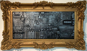 Muurkunst gemaakt van afval 