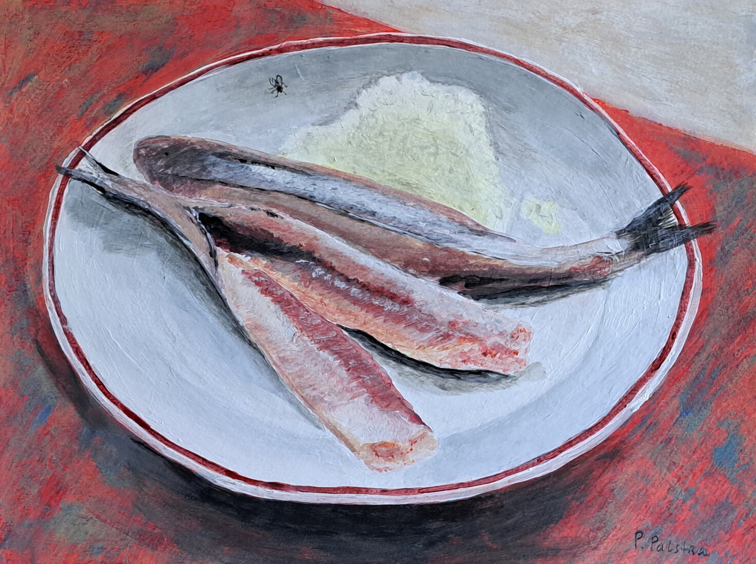 Twee haringen met gesneden ui.