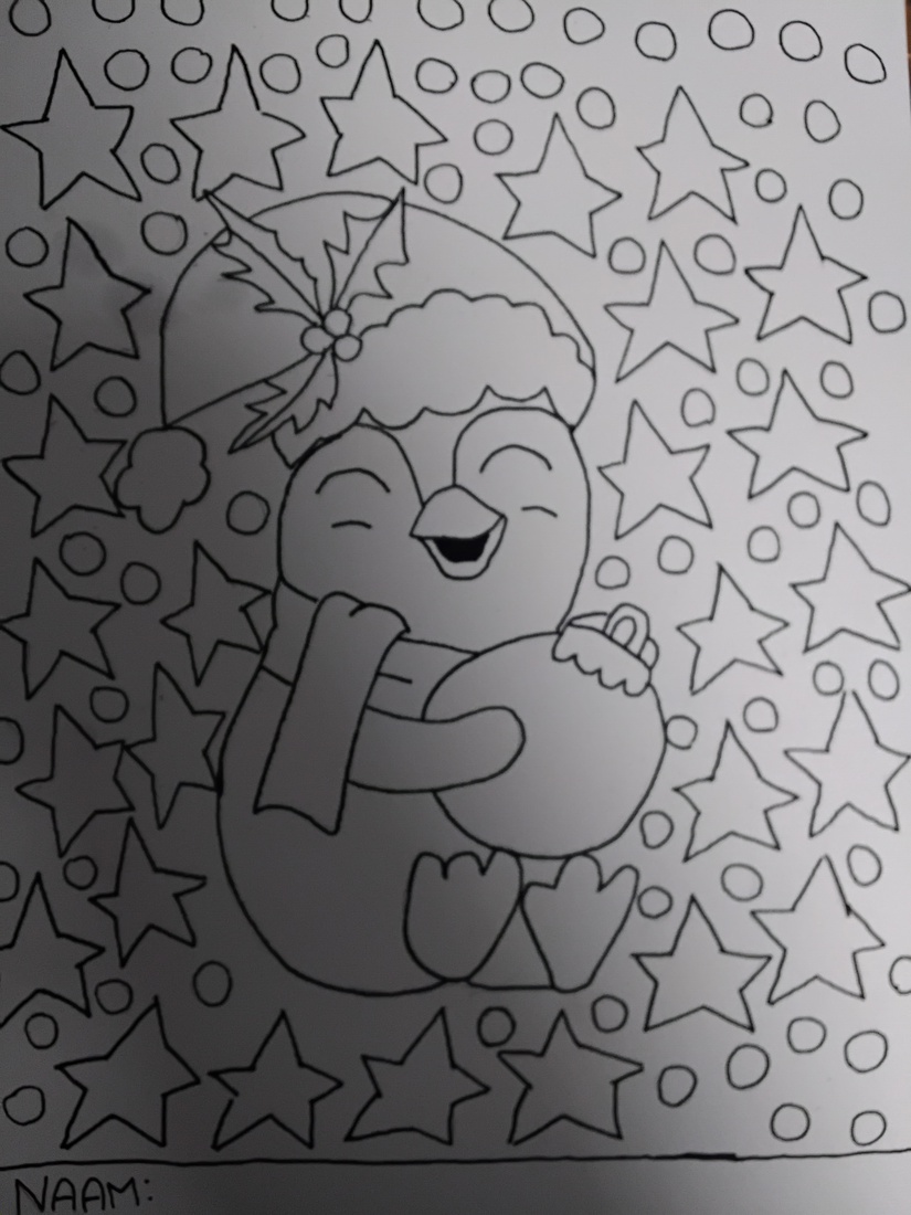 kersttekening pinguin