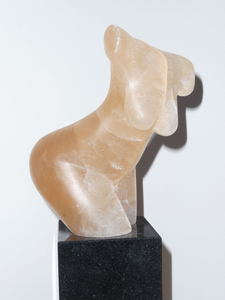 Serie vrouwentorso’s en figuren uit verschillende steensoorten.