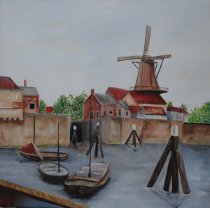 verschillende schilderijen van steden.