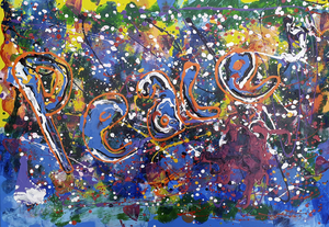 Heerlijk om gewoon lekker los te gaan met flesjes, klodders, druipers, de vormen en de kleuren komen tot leven en in beweging, de kunst is om op het juiste moment te besluiten dat het goed is zo. Je bent als kunstenaar natuurlijk wel de regisseur van dit proces. Het is net als met muziek, heel leuk om liedjes te spelen, maar jammen is spannend omdat je dan verrast kan worden. Dit is jammen met verf.